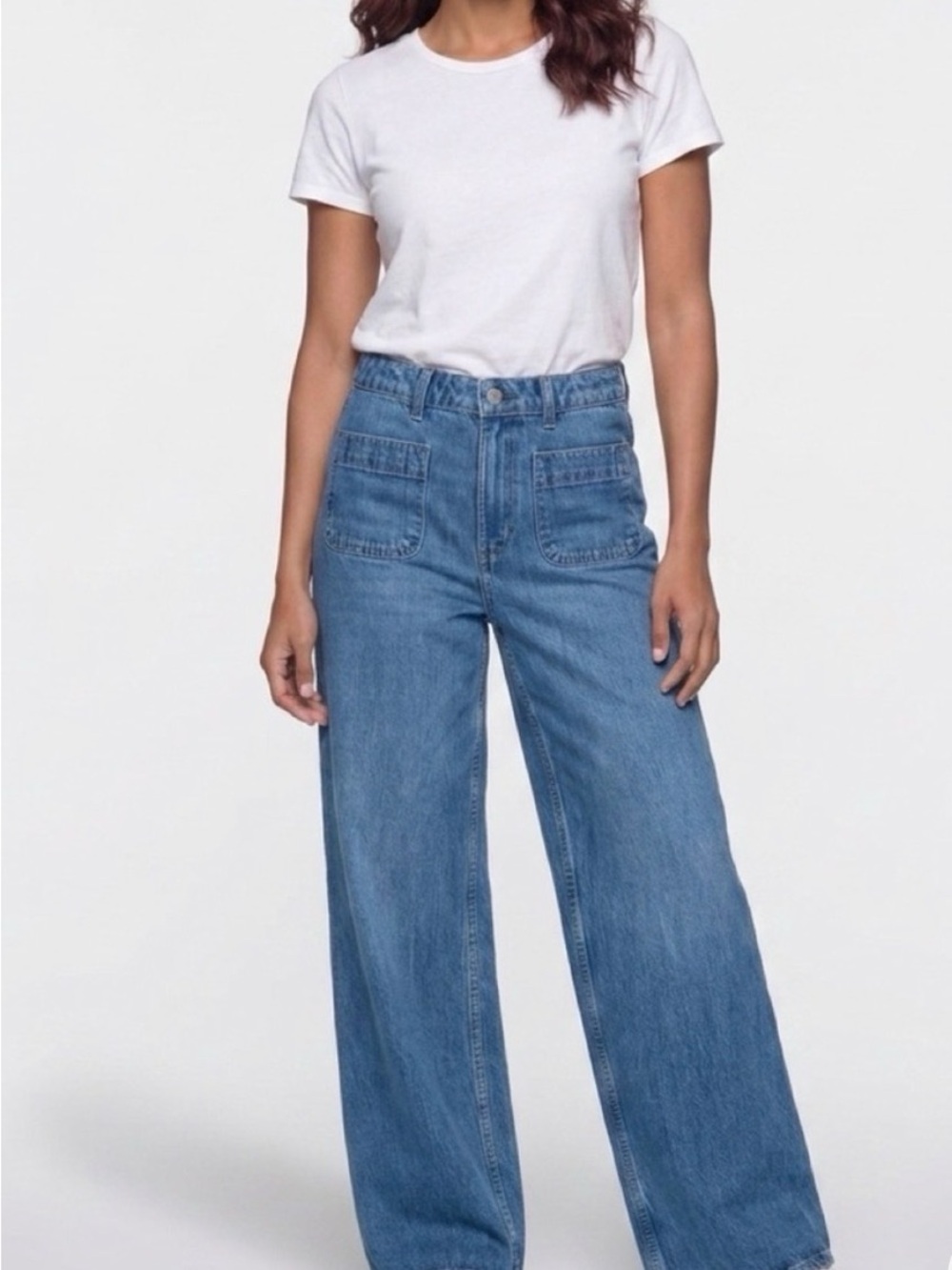 NWT Free Assembly High Rise Patch Pocket Wide Leg Jeans Size 2